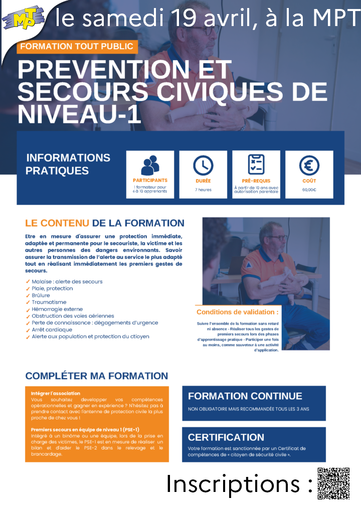 Formation PSC1 à la MPT