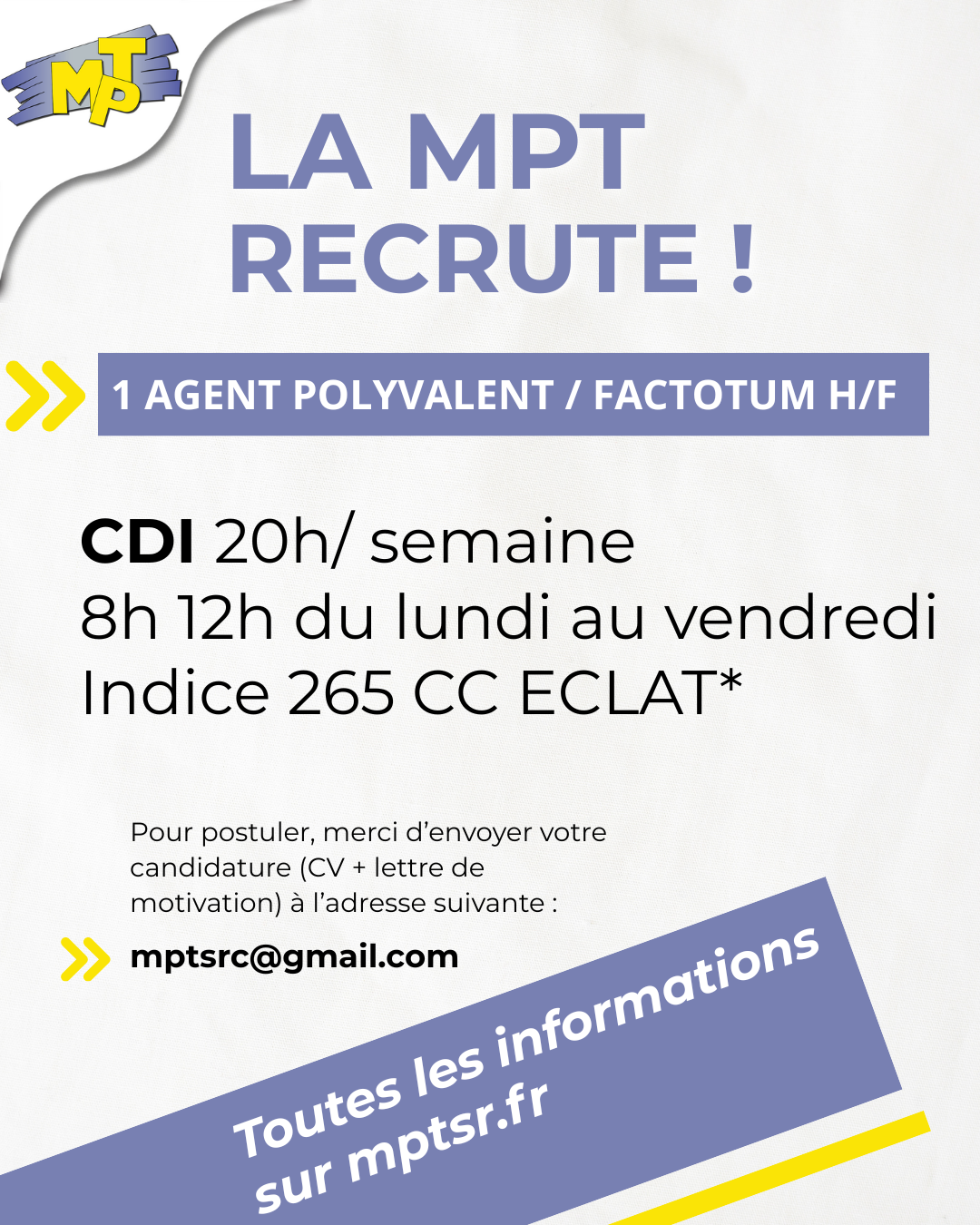 Offre d’emploi agent d’entretien / Factotum H/F